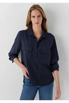 Mavi (Tencel TM) Lyocell Lacivert Gömlek Loose Fit / Bol Rahat Kesim 1220415-82318