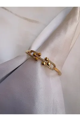 Genel Markalar Kadın Gold Taşlı Geometrik Top Detaylı Kelepçe Bilezik