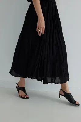Suud Collection Siyah Donette Piliseli Etek
