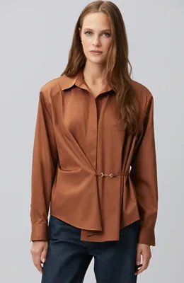 Network Limited Tarçın Aksesuar Detaylı Oversize Gömlek