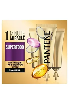Pantene Ampul 1 Dakikada Mucize Superfood 3'lü 15 Ml