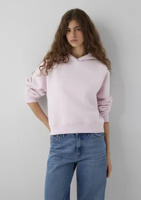Mavi Kapüşonlu Pembe Basic Sweatshirt