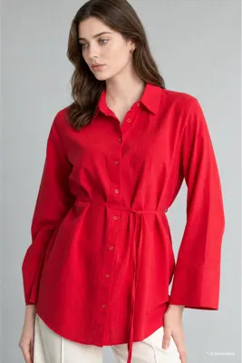 Defacto Regular Fit Flamlı Pamuk Tunik