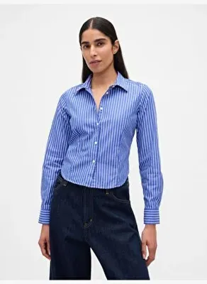 Gap Organik Pamuk Dar Kesim Kısa Gömlek 