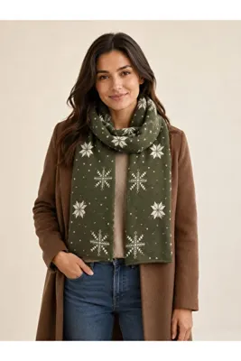 Sebir Moda Yılbaşı Temalı Triko Atkı