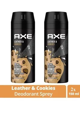 OEM 2 Adet Axe Erkek Sprey Deodorant Leather & Cookies 48 Saat Etkileyeci Koku 150 ml