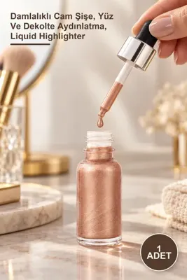 Yenilig 4 Adet Likit Aydınlatıcı Highlighter – Damlalıklı Cam Şişe, Yüz Ve Dekolte Aydınlatma, Liquid Highlighter