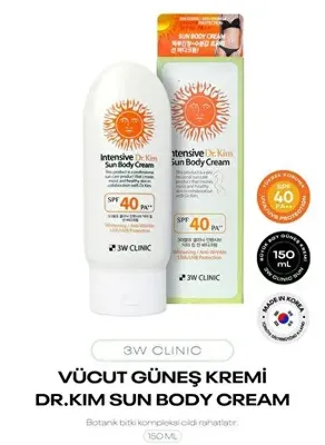 3W CLINIC Kolajen ve Botanik Bitki Kompleksi 3W Clinic Vücut Güneş Kremi Intensive Dr. Kim Sun Body 150 ml