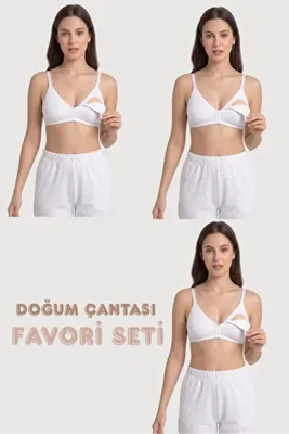 Nastenka Kadın Beyaz Pamuklu Balensiz Kapsız Emzirme ve Lohusa Sütyeni - 3'lü Paket
