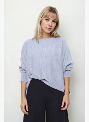 Vitrin Geniş Yaka Yarasa Kol Oversize Triko Bluz