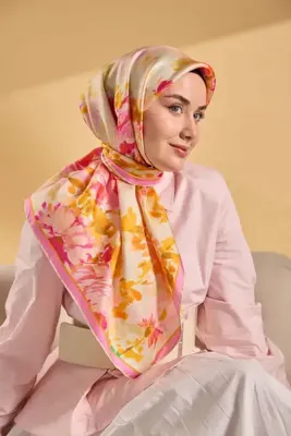 Silk Home Twill İpek Watercolor Eşarp Pembe 90x90