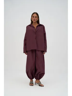 Mai Collection Velora Bordo Poplin Şalvar Pantolon