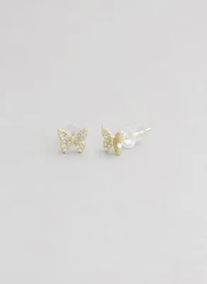 So Chic Minimal Kelebek 18 Ayar Sarı Altın Kaplama Gümüş Küpe