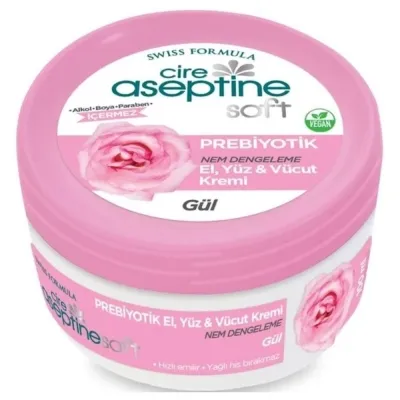Cire Aseptine Soft Gül Özlü Nem Dengeleyici ve Besleyici Prebiyotikli Krem 200 ml