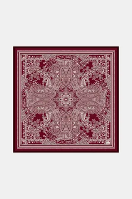 Vakko BORDO ŞAL DESENLİ TWILL İPEK EŞARP