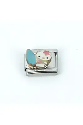 yfhobi Çelik İtalyan Bileklik Charmı, 1 Adet Hello Kitty Model Çelik Charm, 1.Kalite Kararmaz