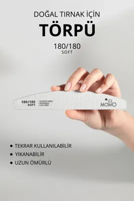 MOMO professional Protez Tırnak Kağıt Törpü, 100/180 Yarım Ay Siyah Tırnak Törpüsü