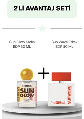 WeMara Sun Glow Kadın & Sun Wave Erkek Edp Parfüm Seti 50 ml + 50 ml