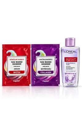 Capitol Dökülme Karşıtı ve Hacimlendirici Saç Maskesi 25mlx2 ve Loreal Dolgunlastırıci Tonik