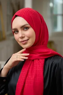 İpekhan Yaz Işıltısı Koleksiyonu İpeksi Jakar Şal Kırmızı 9016-03