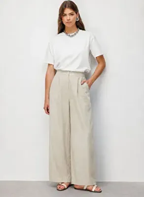 Mizalle Bej Kadın Bol Pantolon M2MZ1010130261
