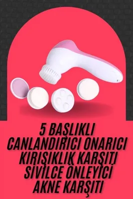 NO BRAND Cilt Temizleme ve Masaj Aleti 5 Başlıklı Akne ve Önleyici