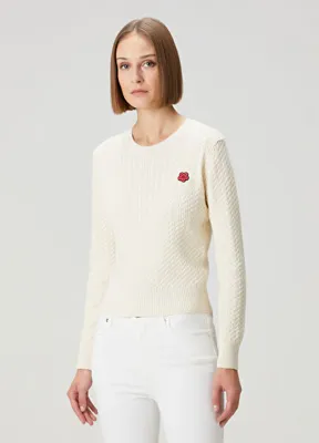 Kenzo Boke Flower Ekru Saç Örgü Triko