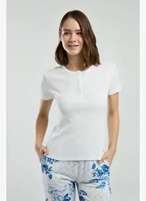 Pierre Cardin Kadın Beyaz Kısa Kol Pijama Takım
