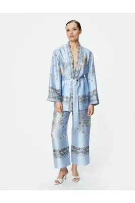 Koton Bol Paça Pantolon Çiçekli Saten Beli Lastikli