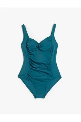 Koton Drape Detaylı Kalp Yaka Toparlayıcı Mayo