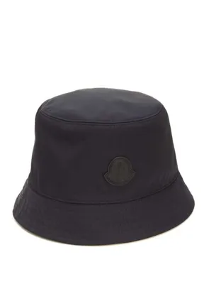 Moncler Lacivert Logo Patchli Kadın Bucket Şapka