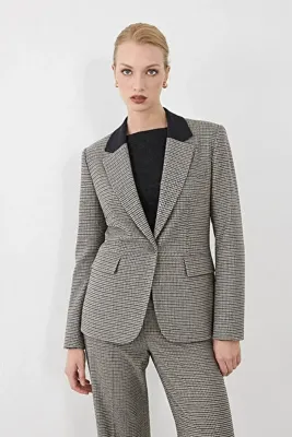 Gusto Yakası Garnili Kazayağı Blazer Ceket - Yeşil
