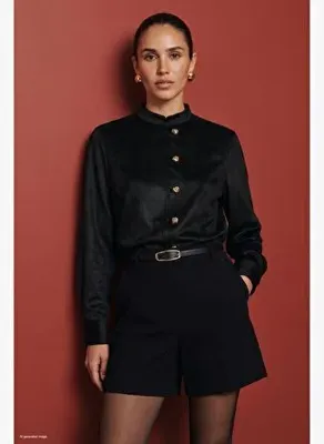 Sateen Süet Gömlek - Siyah