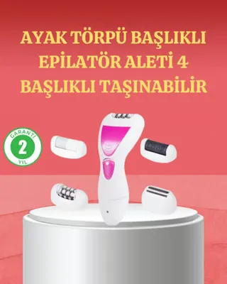 Eco Lounge Ayak Törpü Başlıklı Epilatör Aleti 4 Başlıklı Taşınabilir Şarjlı Epilasyon Cihazı