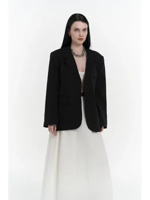 Mai Collection Volda Yaka Detay Siyah Blazer