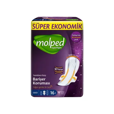 Molped Hijyenik Ped Supernight Gece 16'lı