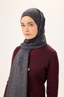 Silk Home Pamuk Polyester Liva Şal Gri Desenli Tok Duruşlu 90x200