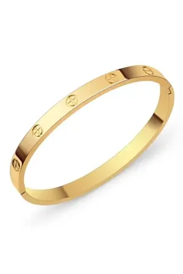 X-Lady Accessories Altın Renk Düz Alaşım Kelepçe Düz Bileklik