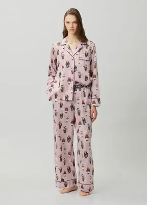 Polo Ralph Lauren-Lingerie Polo Bear Pembe Çizgili Pijama Takımı