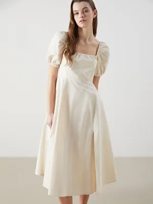 LCWAIKIKI Classic Kare Yaka Poplin Elbise