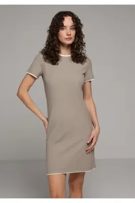 Colins Slim Fit Düz Kadın Yeşil Kısa Kol Elbise