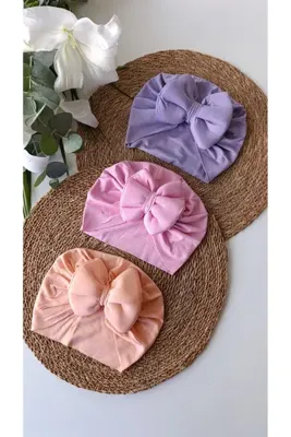 sarishco Çift Kat Fiyonklu Bebek Bone 3'lü Set