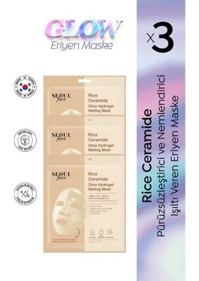 Dermal Seoul Face Pirinç Seramid Hidrojel Nemlendrici Eriyen Kore Maske 34 gr 3 Adet
