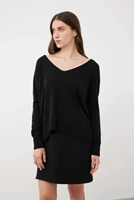 Roman V Yaka Basic Triko Siyah K2471021_001