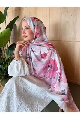 Mira İpek Desenli Pamuk Soft Şal İlham Serisi Pudra Pembe ps67