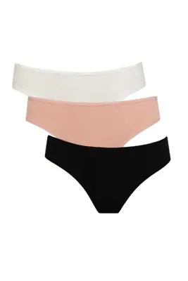Defacto Fall In Love Ribana 3'lü Paketli Basic Düz Brazilian Slip Külot A3474ax24sm