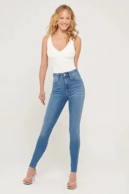 LİMABEL Candy Açık Mavi Allstar Ikon Gold Skinny Kot Pantolon Yel Kadın Yıkamalı Likralı