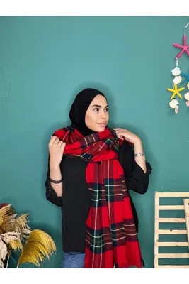 laviyonsa I?skoç Model Kırmızı Ekose Atkı & Şal