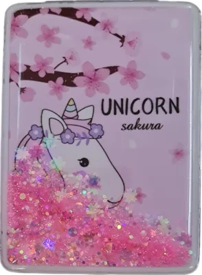 Gigi Panda El Aynası - "Unicorn Sakura" Yazılı Katlanır Dikdörtgen Makyaj Aynası - Cep, Çanta Aynası