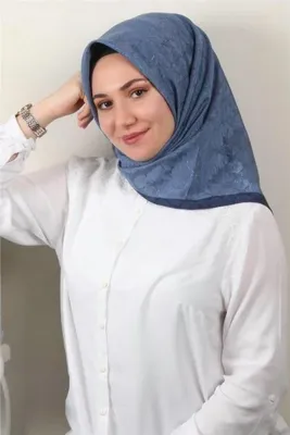 Eşarppark İpeksi Monogram Eşarp 8086-19 Indigo
